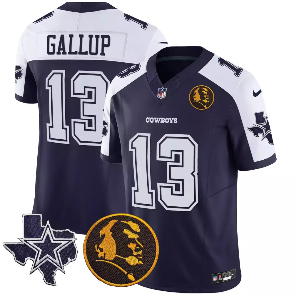 Michael Gallup 13 Cowboys Jersey Navy Blue Texas Star Roger Staubach Men White Alternate