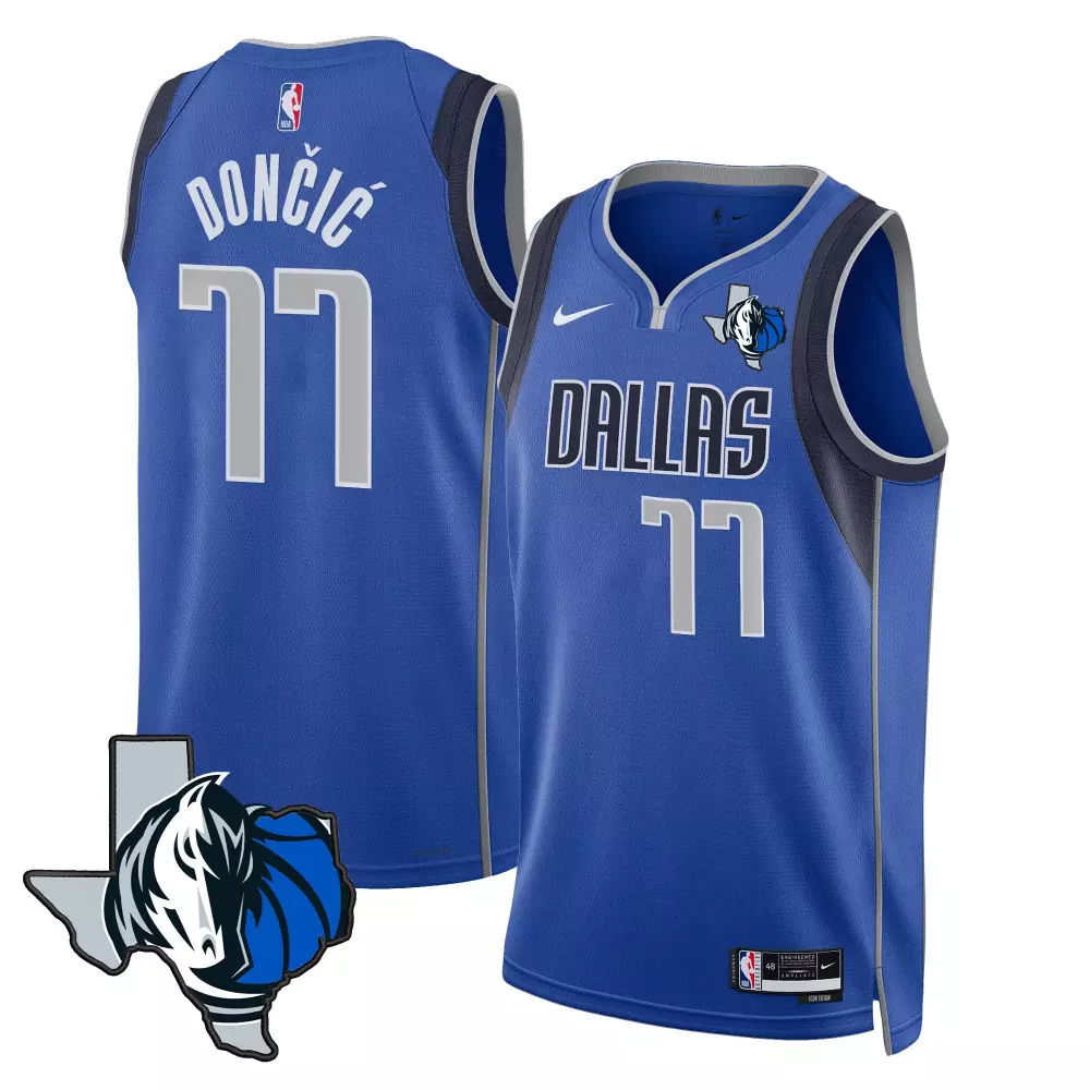 Luka Doncic 77 Dallas Mavericks Jersey Blue Men Standard Grey White Icon Swingman