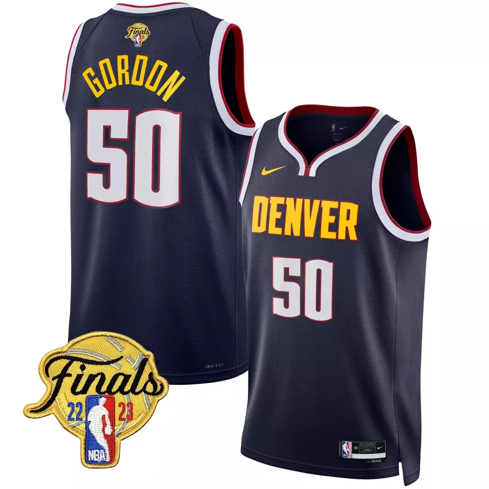 Aaron Gordon 50 Denver Jersey Navy NBA Finals 2023 Men Yellow Red White Icon Collection
