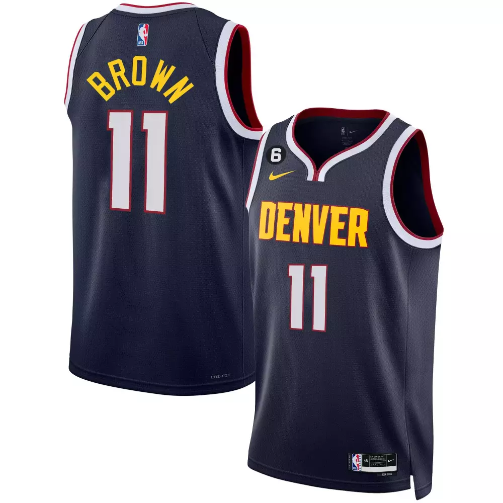 Bruce Brown 11 Denver Nuggets Jersey Navy Men Yellow Red White Stitched