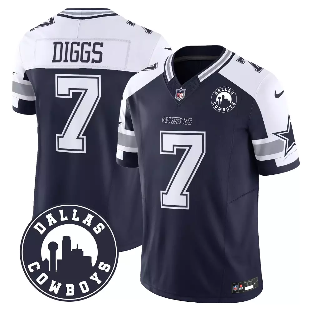 Trevon Diggs 7 Dallas Cowboys Jersey Navy Men Player White Gray Alternate Vapor Limited