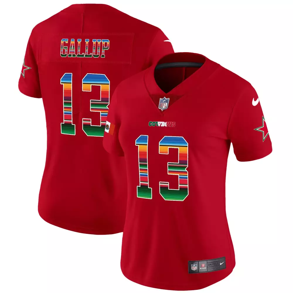 Michael Gallup 13 Cowboys Jersey Red Cinco De Mayo Mexican Flag Men Player Alternate