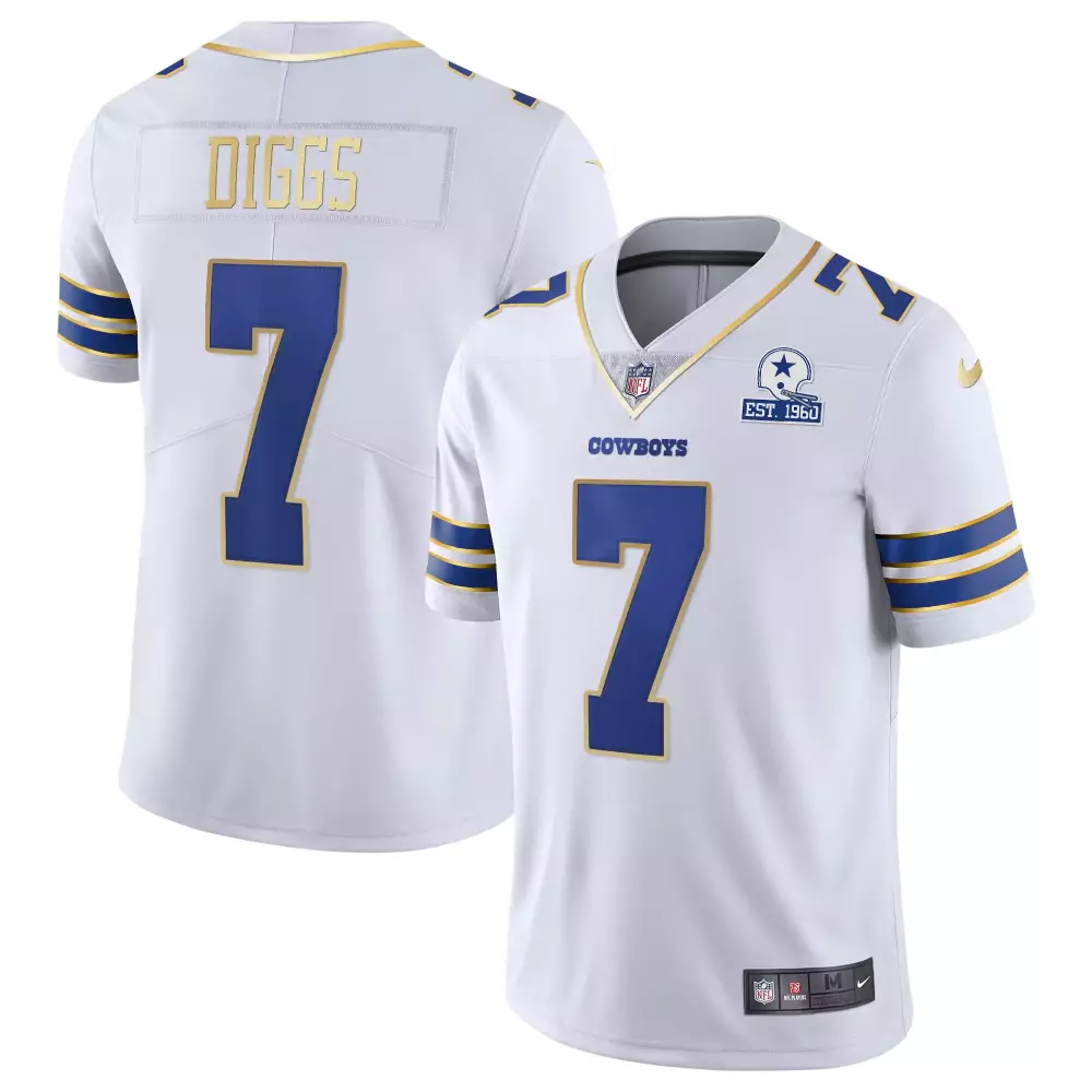Trevon Diggs 7 Cowboys Jersey White Men Blue Gold Vapor All Stitched
