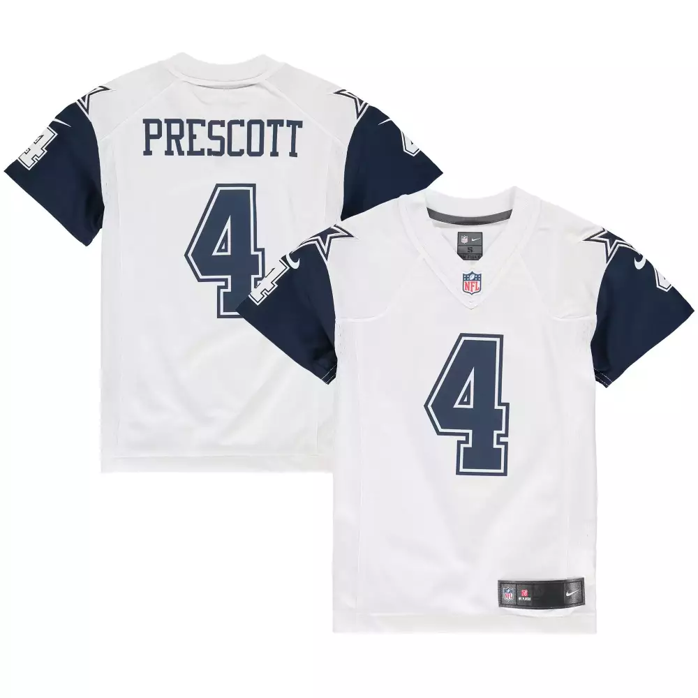 Dak Prescott 4 Dallas Cowboys Jersey White Men Replica Navy Blue