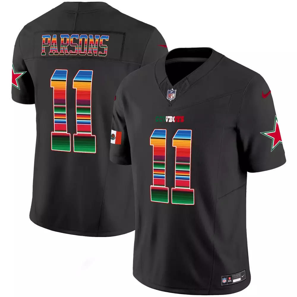 Micah Parsons 11 Cowboys Jersey Black Salute To Service Mexico Flag 2023 Men Mexican Heritage