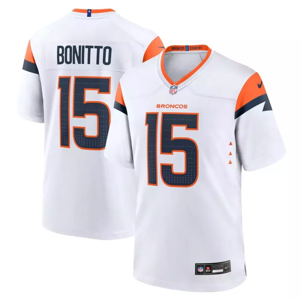 Nik Bonitto 15 Broncos Jersey White Men Orange Navy Blue Game