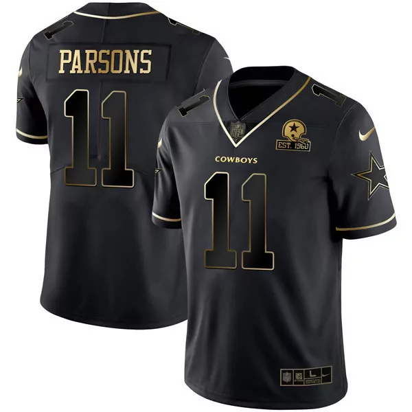 Micah Parsons 11 Cowboys Jersey Black Men Alternate Gold Vapor All Stitched