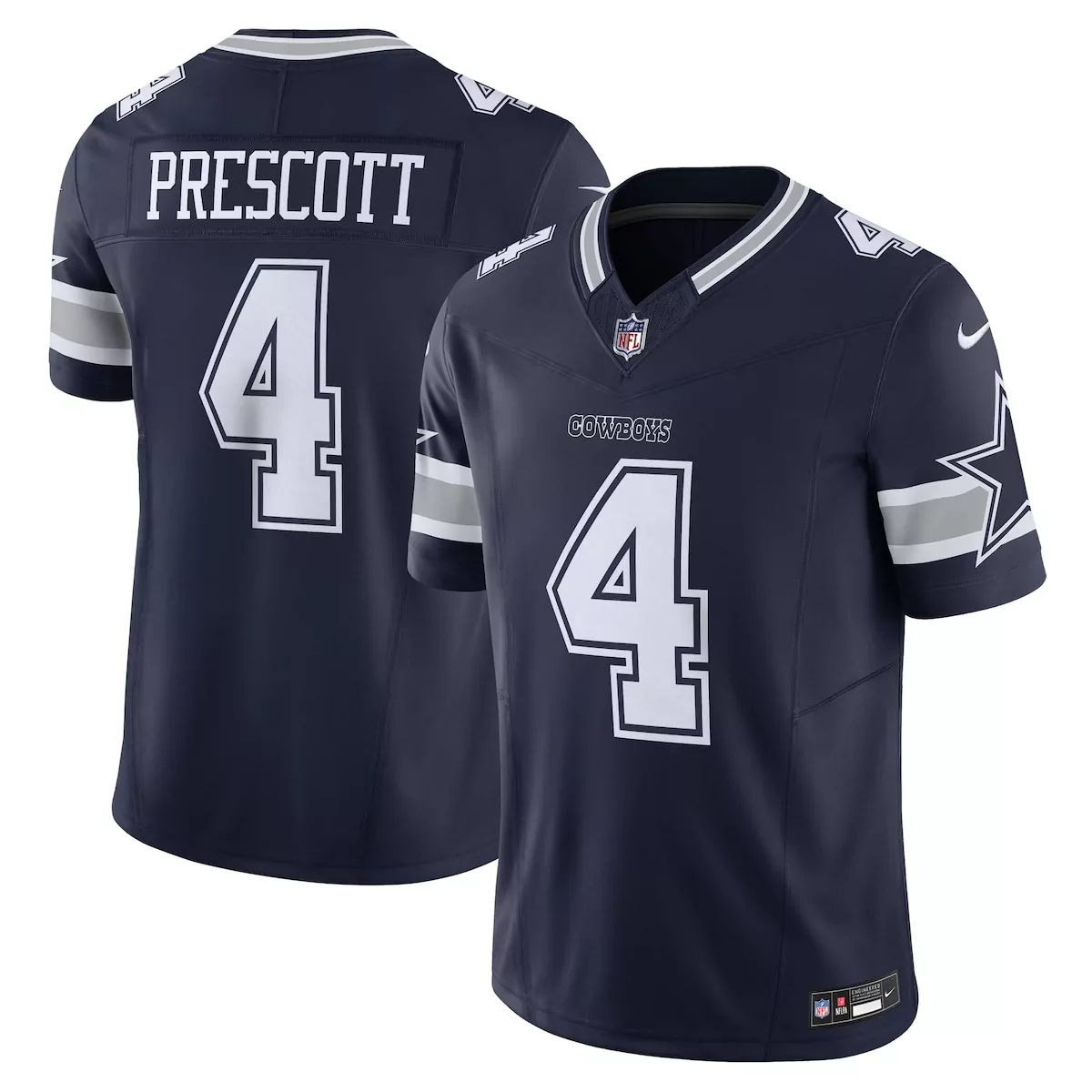 Dak Prescott 4 Cowboys Jersey Navy Men Replica White Gray Vapor Limited