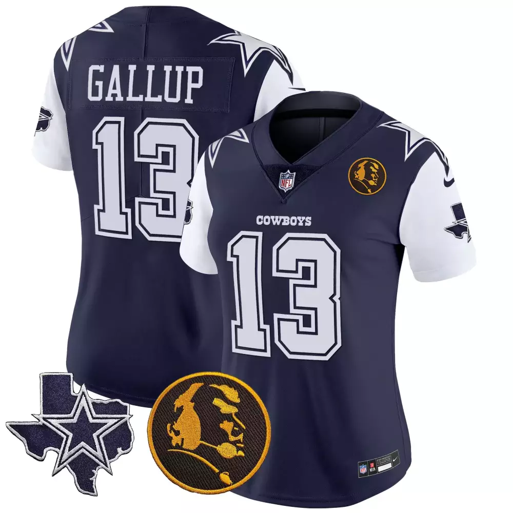 Michael Gallup 13 Cowboys Jersey Navy Texas Outline Star Roger Staubach Men Game