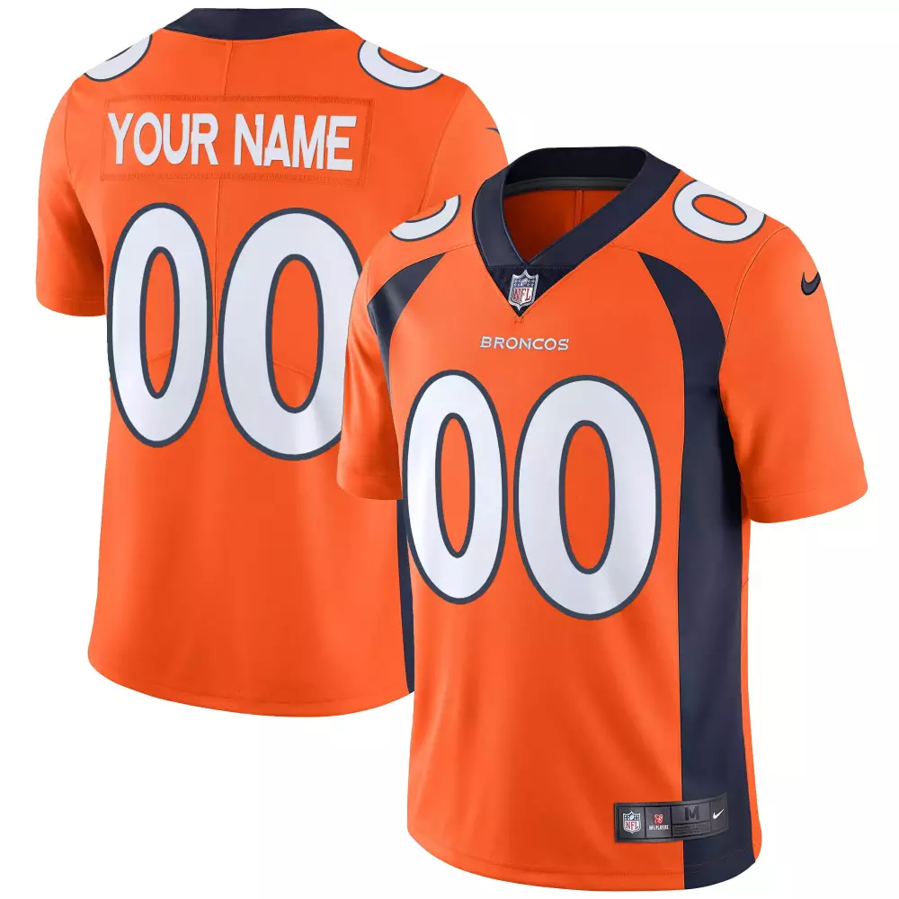 Custom Broncos Jersey Orange Navy Blue All Stitched