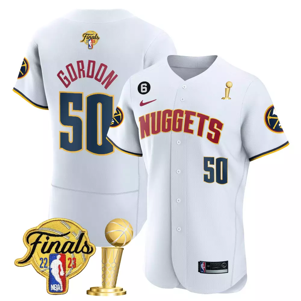 Aaron Gordon 50 Nuggets Jersey White NBA Finals 2023 Men Red Blue Yellow Flex Base