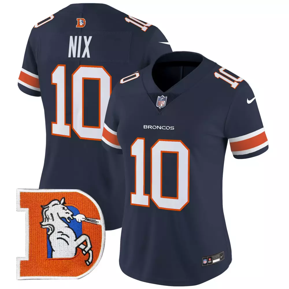 Bo Nix 10 Broncos Jersey Navy Denver Horse Men Replica Orange White Throwback Vapor