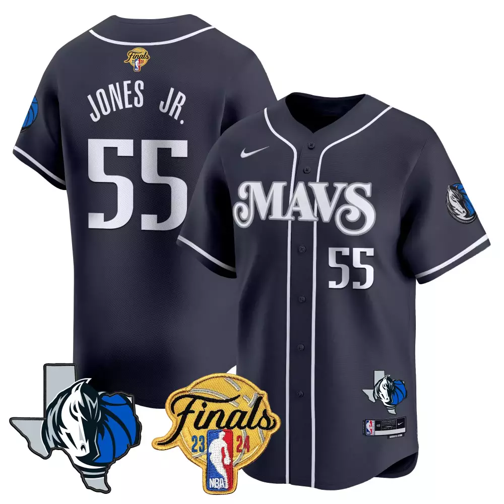 Derrick Jones Jr. 55 Jersey Navy Blue 2024 NBA Finals Dallas Mavericks Men White