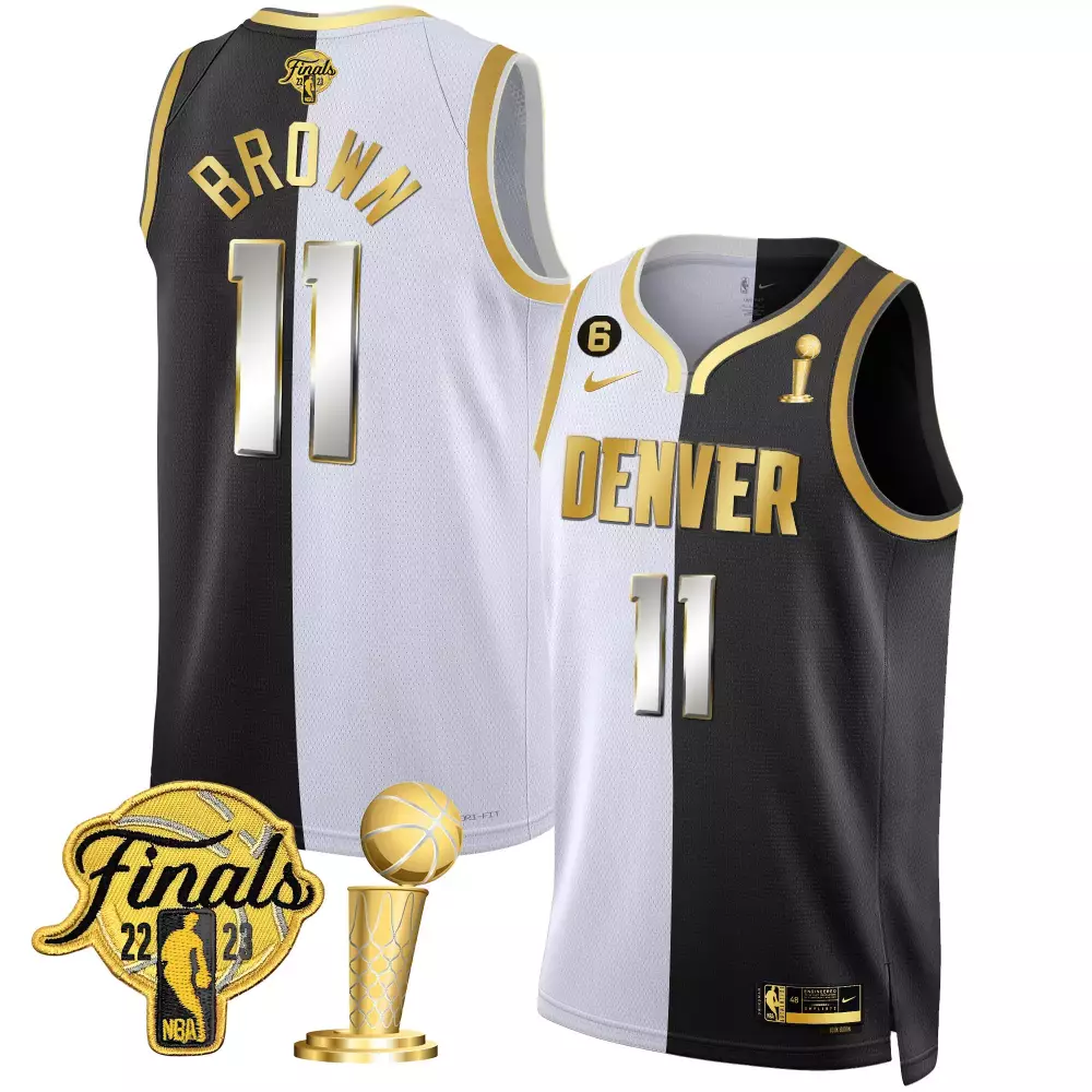 Bruce Brown 11 Denver Nuggets Jersey Black 2023 NBA Finals Champions Men Split Design