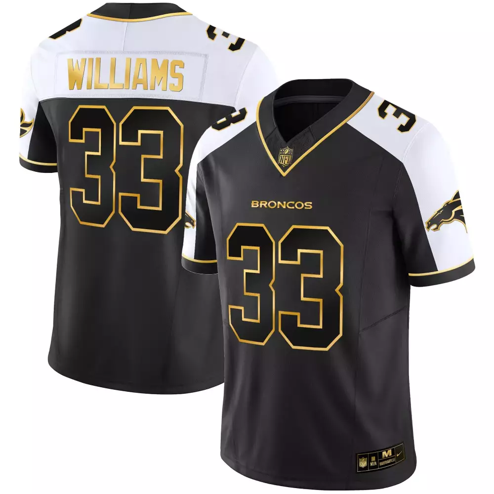 Kristian Williams 33 Broncos Jersey Black Men On-field Alternate White Gold Vapor