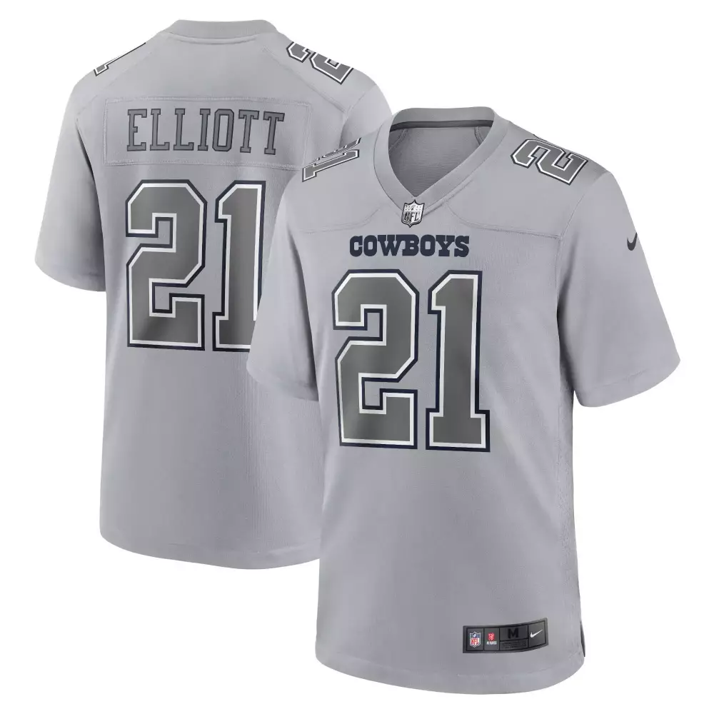 Ezekiel Elliott 21 Cowboys Jersey Gray Men Navy White Fashion Game All Stitched