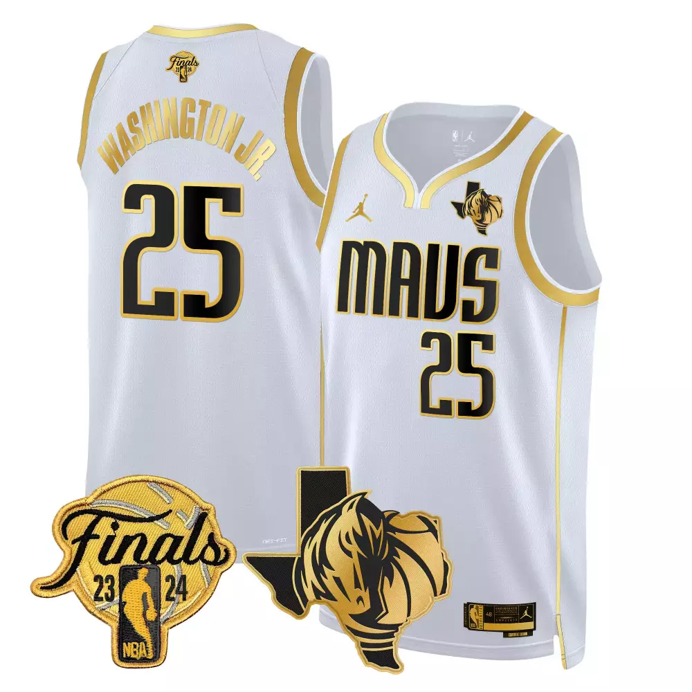 Washington Jr. 25 Jersey White Dallas Mavericks Finals 2023-2024 2024 Men NBA Black