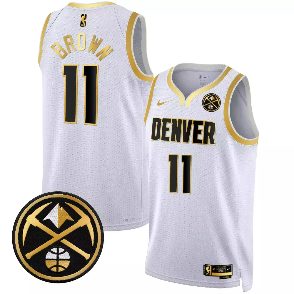 Bruce Brown 11 Denver Nuggets Jersey White Statement Edition Men Black Gold Swingman