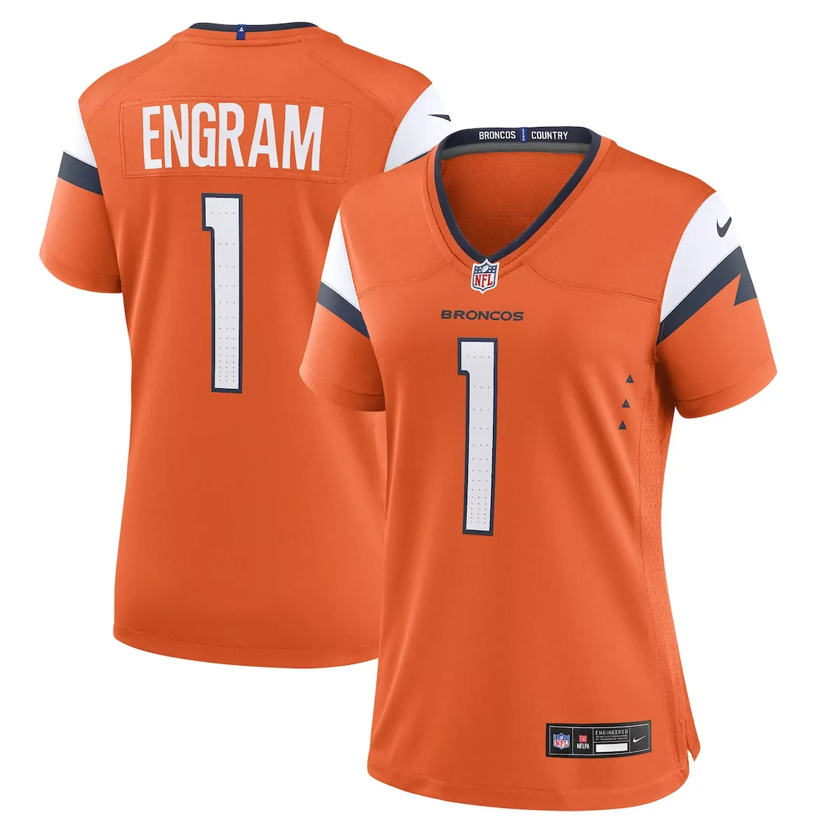 Evan Engram 1 Broncos Jersey Orange Men Navy White Game