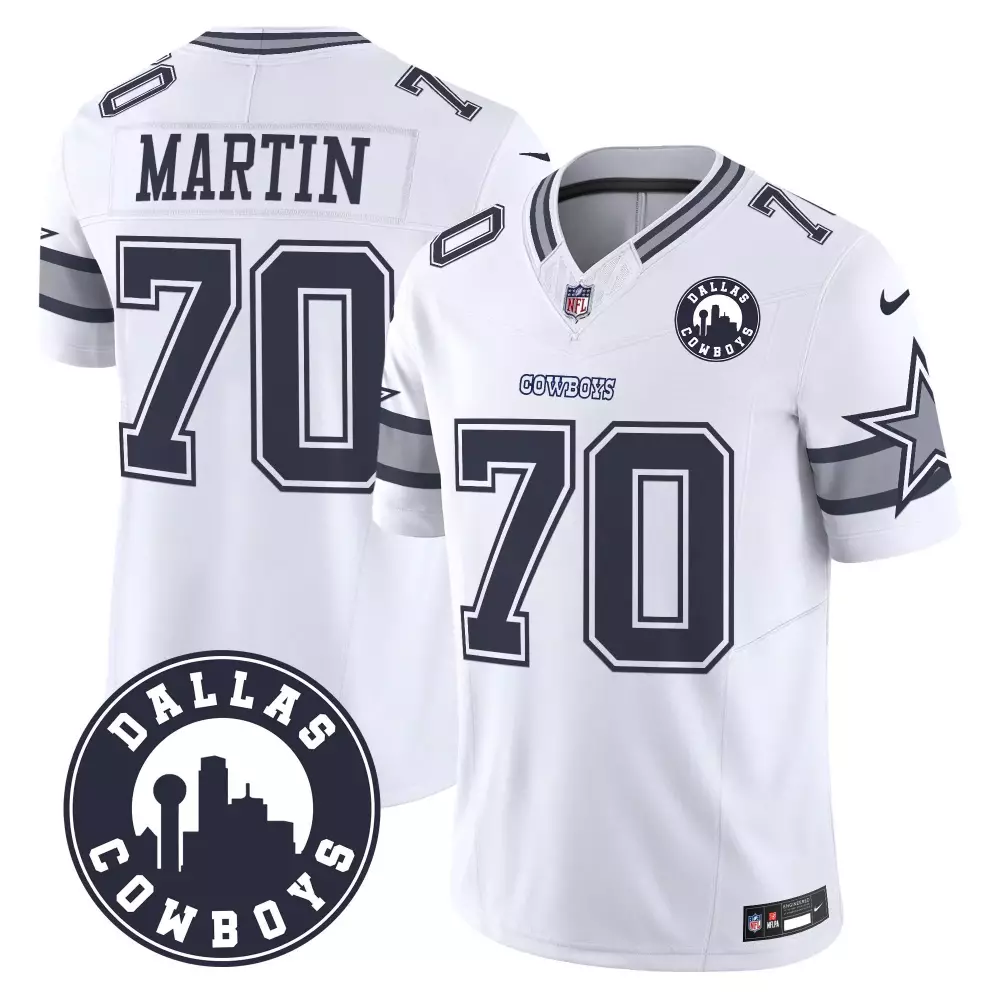 Zack Martin 70 Dallas Cowboys Jersey White 60th Anniversary Men Navy Blue Gray Vapor