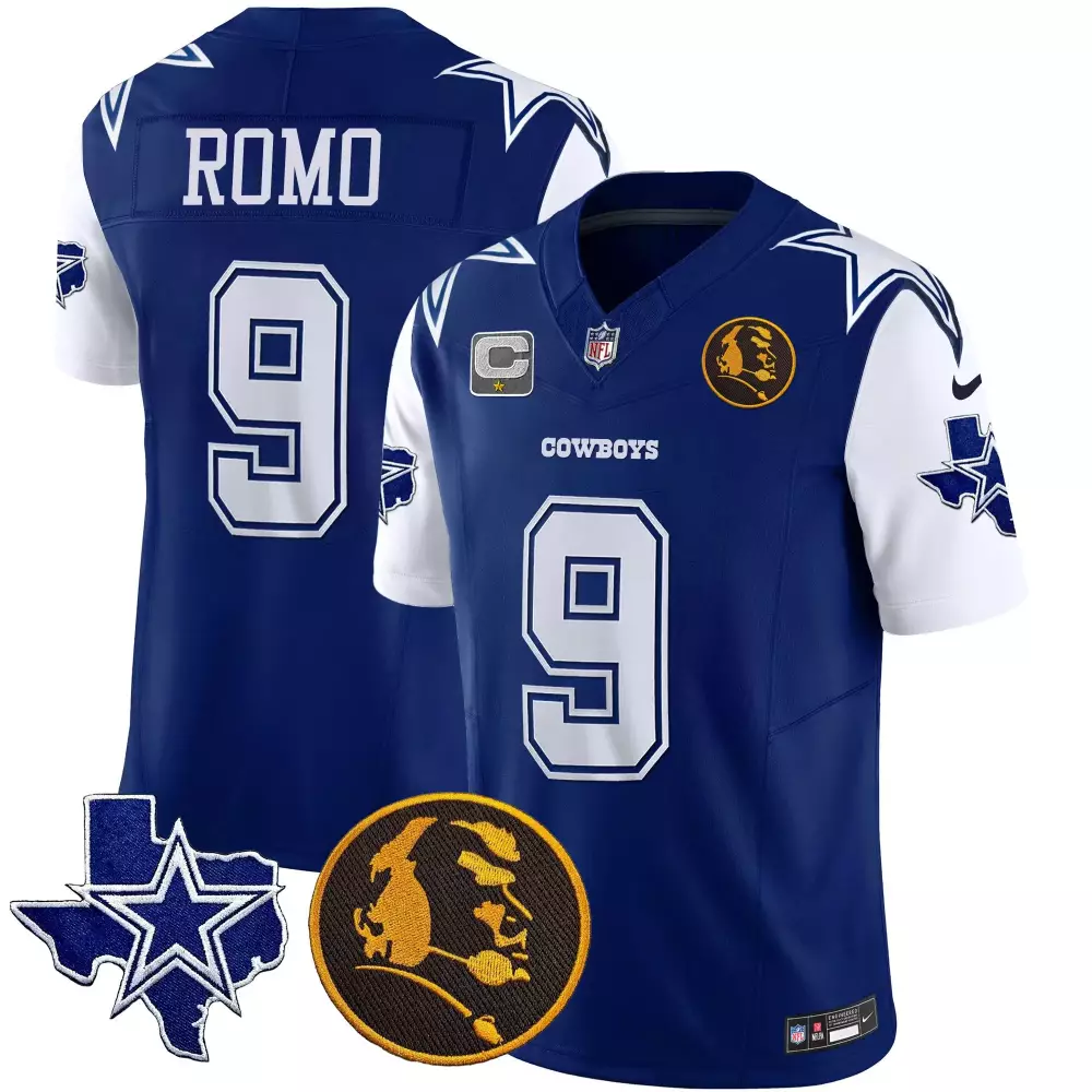 Tony Romo 9 Cowboys Jersey Blue Texas Star Roger Staubach Men Authentic White Vapor