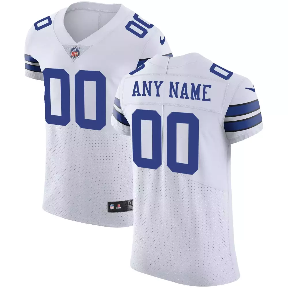 Dallas Cowboys Jersey White Men Authentic Royal Blue Silver Custom