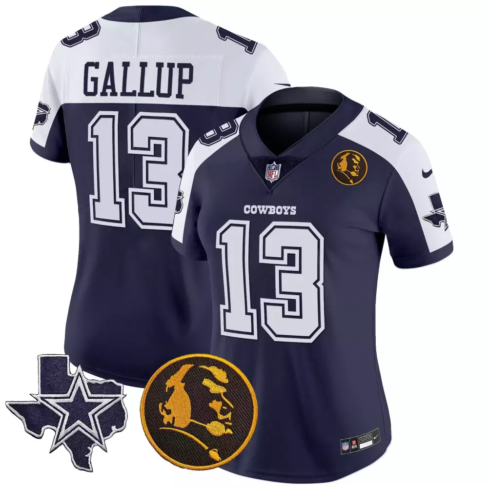 Michael Gallup 13 Cowboys Jersey Navy Texas Star Cowboy Silhouette Men Authentic