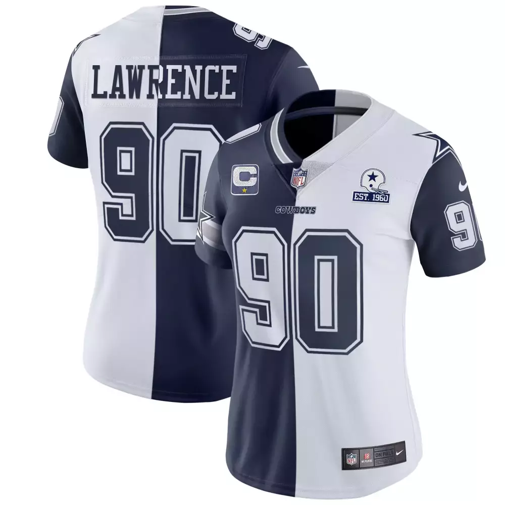 Demarcus Lawrence 90 Jersey Navy Blue Dallas Cowboys Women Split White All Stitched