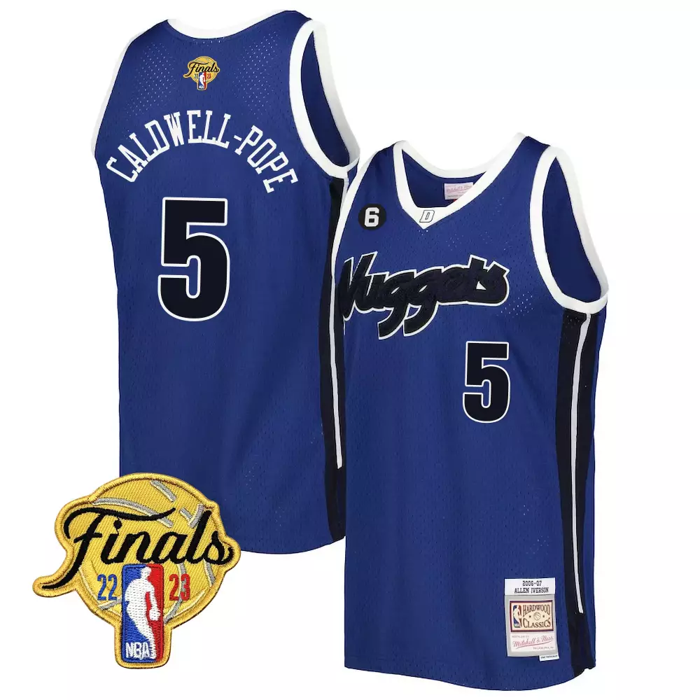 Caldwell Pope 5 Nuggets Jersey Blue Finals 22-23 Men Standard White Black All Stitched
