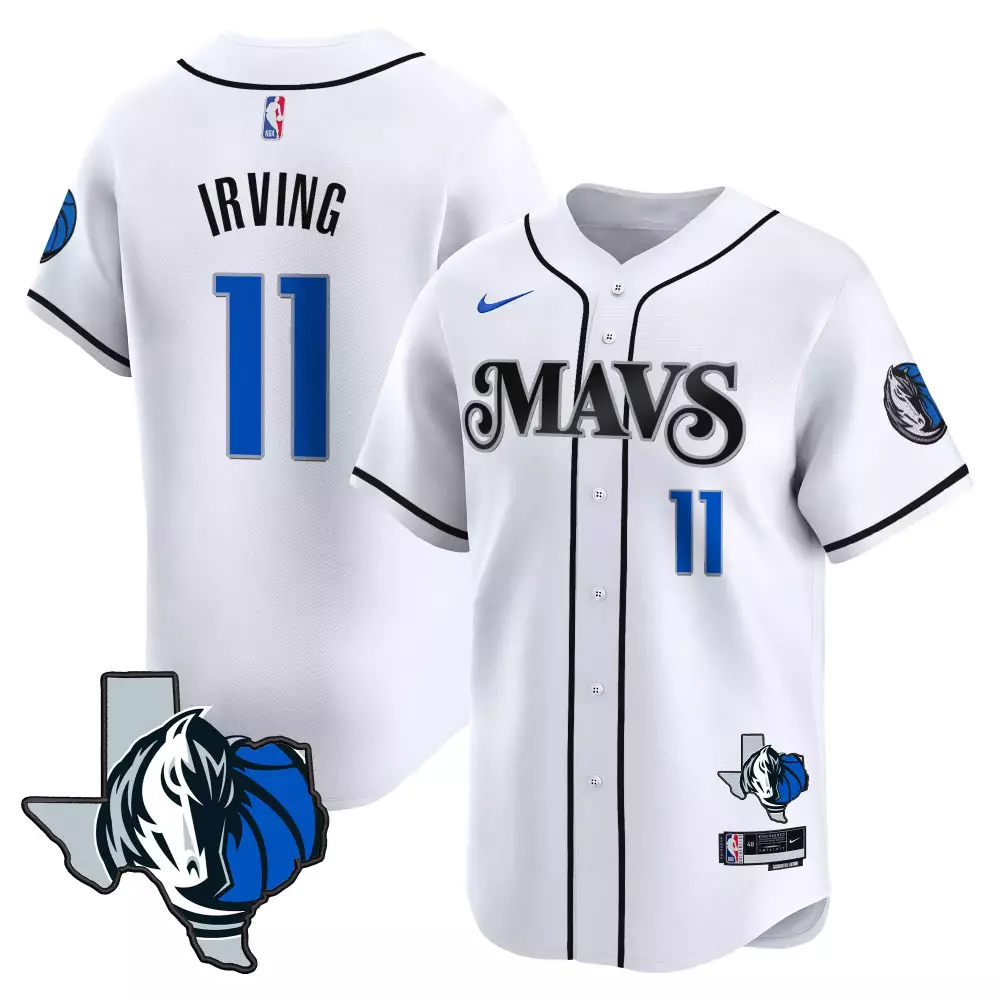 Kyrie Irving 11 Dallas Mavericks Jersey White Men Black Blue All Stitched