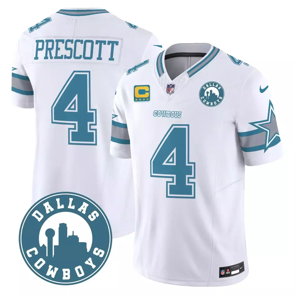 Dak Prescott 4 Dallas Cowboys Jersey White Men Alternate Teal Gray Heritage Vapor