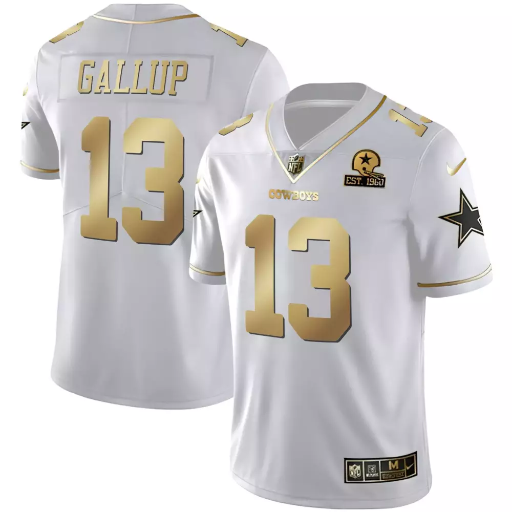 Michael Gallup 13 Cowboys Jersey White Men Gold Vapor Limited All Stitched