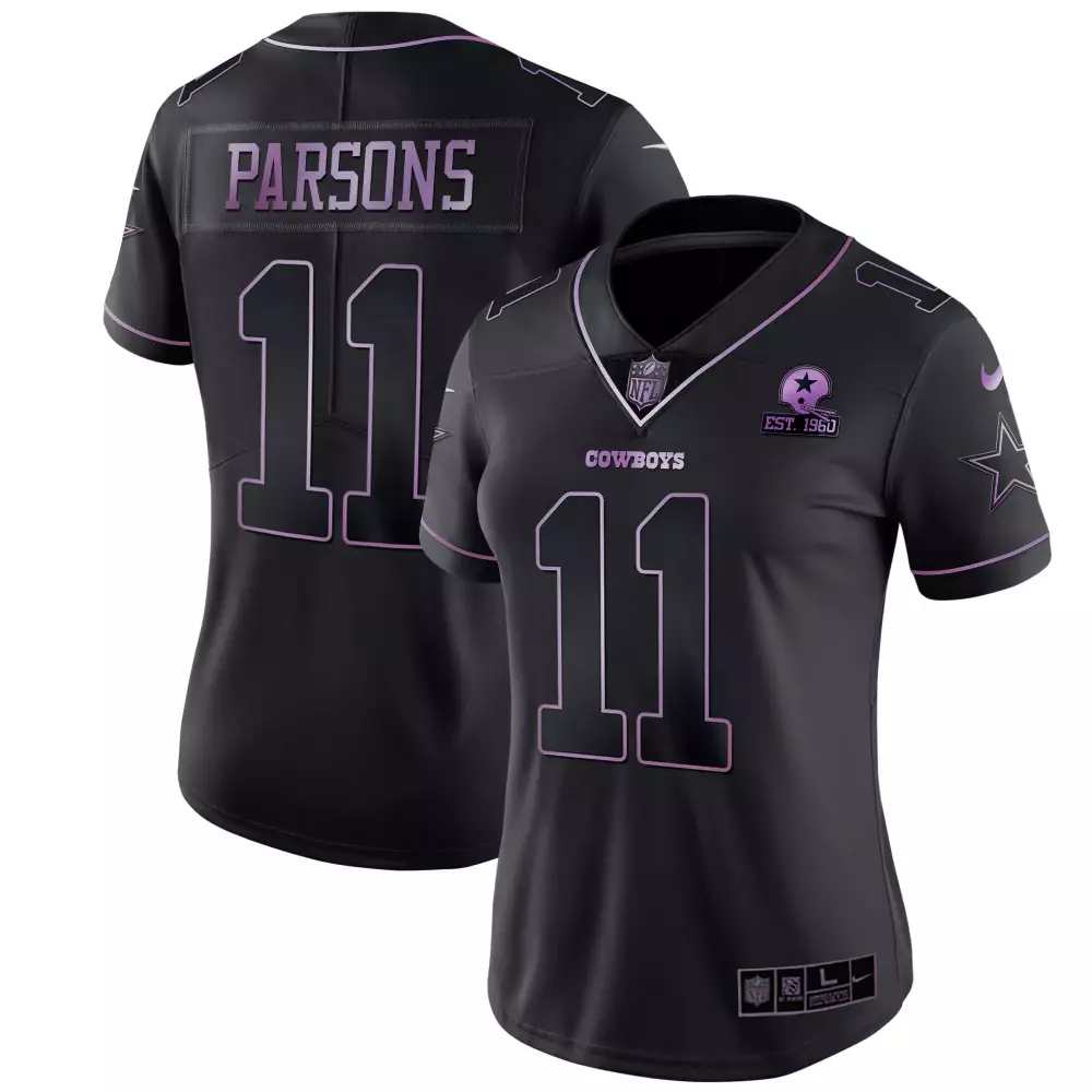 Micah Parsons 11 Cowboys Jersey Black Est. 1960 Women Purple Pink Vapor Limited All