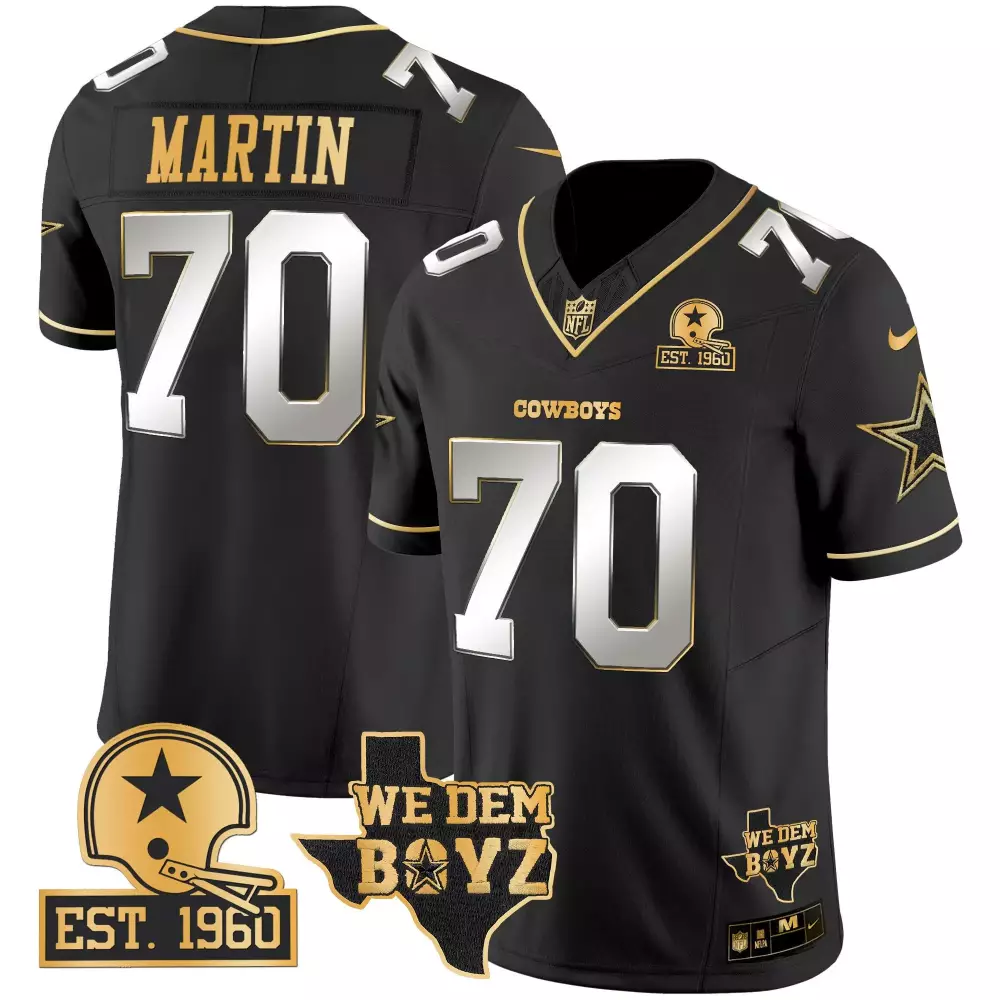 Zack Martin 70 Dallas Cowboys Jersey Black Est. 1960 We Dem Boyz 2023 Men Gold Silver