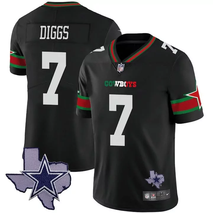 Trevon Diggs 7 Cowboys Jersey Black Texas Shape Men Alternate Green Red White Vapor