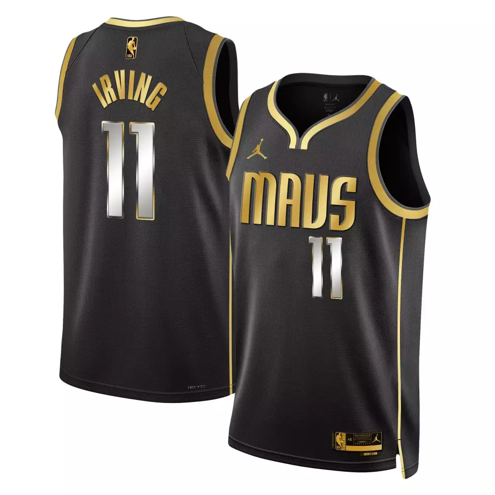 Kyrie Irving 11 Mavs Jersey Black Men Player Gold Silver Swingman All Stitched