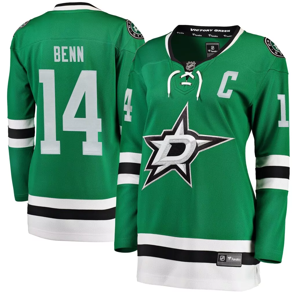 Jamie Benn 14 Dallas Stars Jersey Green Men White Black Home Breakaway
