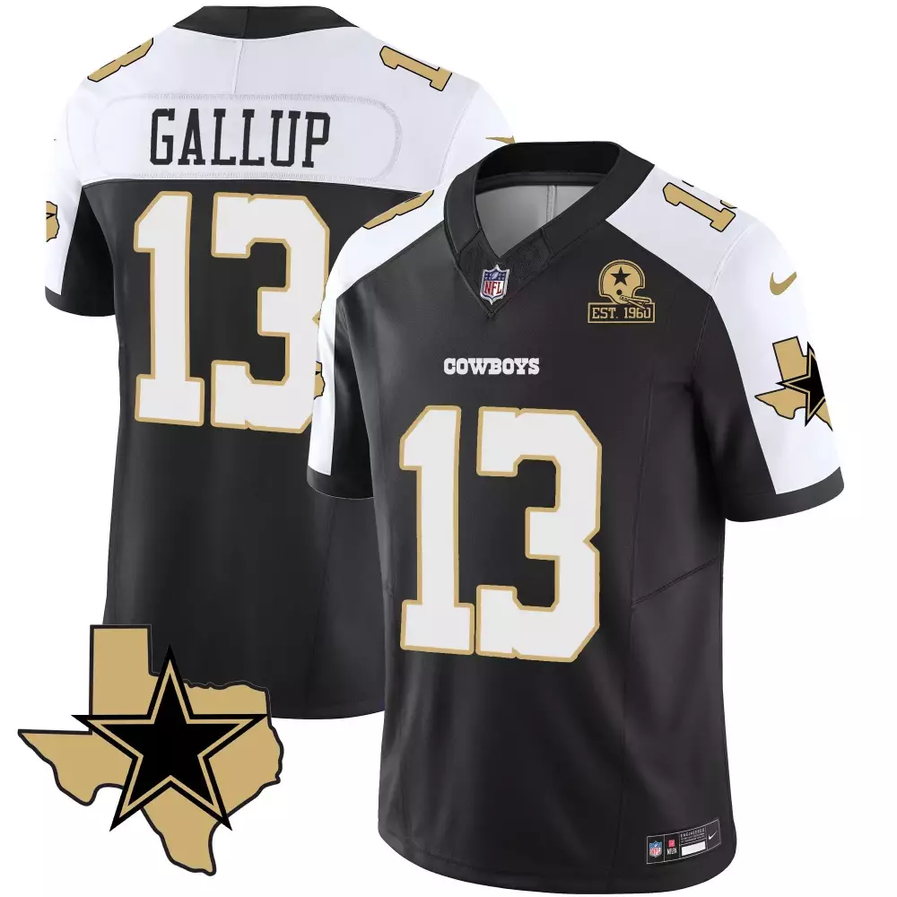Michael Gallup 13 Cowboys Jersey Black Est. 1960 Helmet Texas Outline Star 2023 Men
