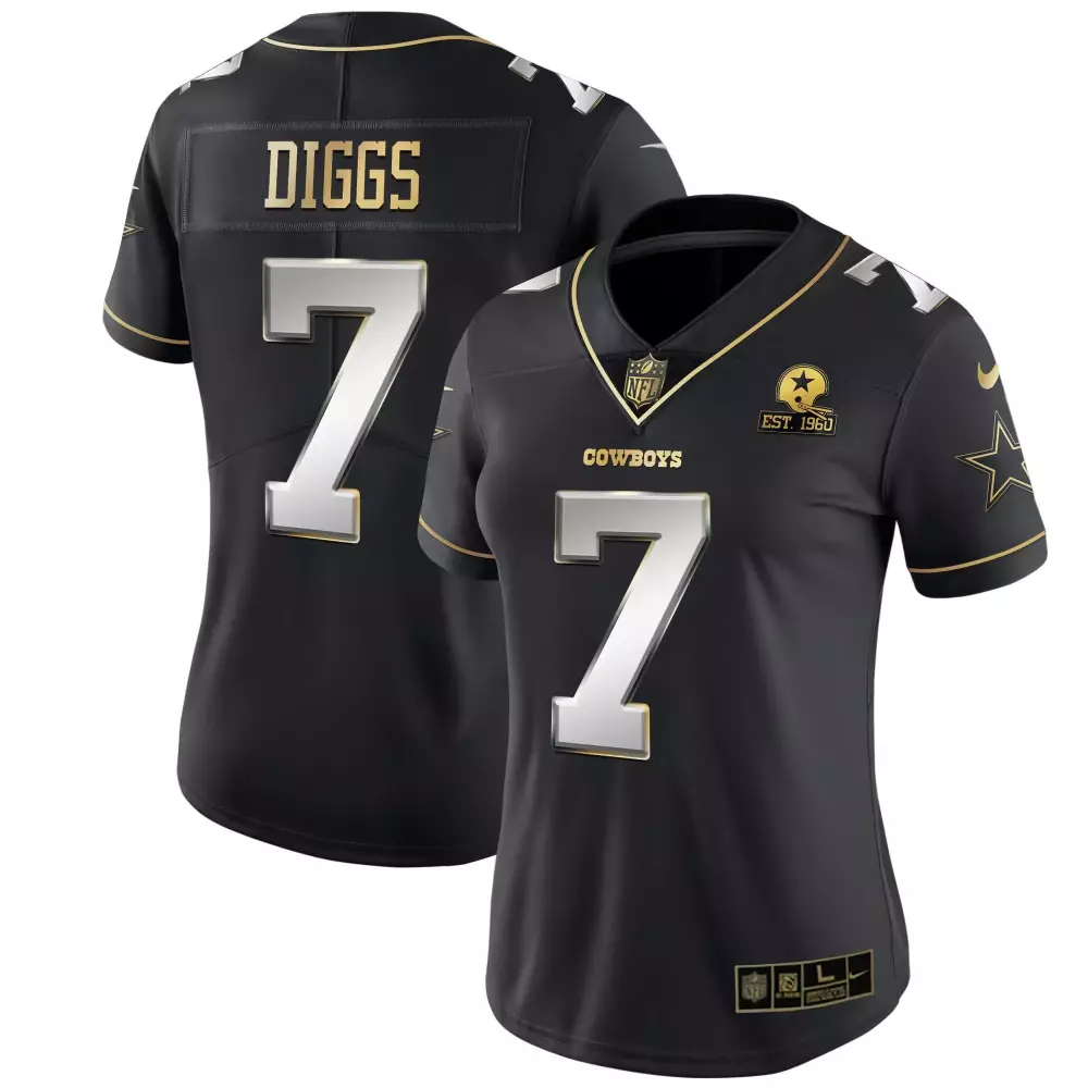 Trevon Diggs 7 Cowboys Jersey Black Est. 1960 Men Standard Gold Silver Limited All