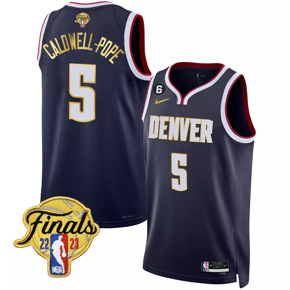 Caldwell-pope 5 Denver Nuggets Jersey Navy Finals 2023 Men Red White Icon All Stitched