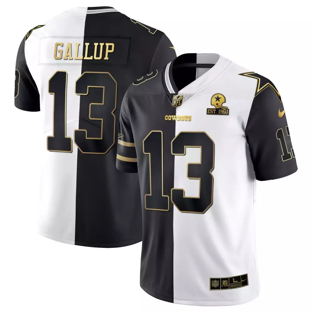Michael Gallup 13 Cowboys Jersey Black Men Split Design White Gold Vapor Limited
