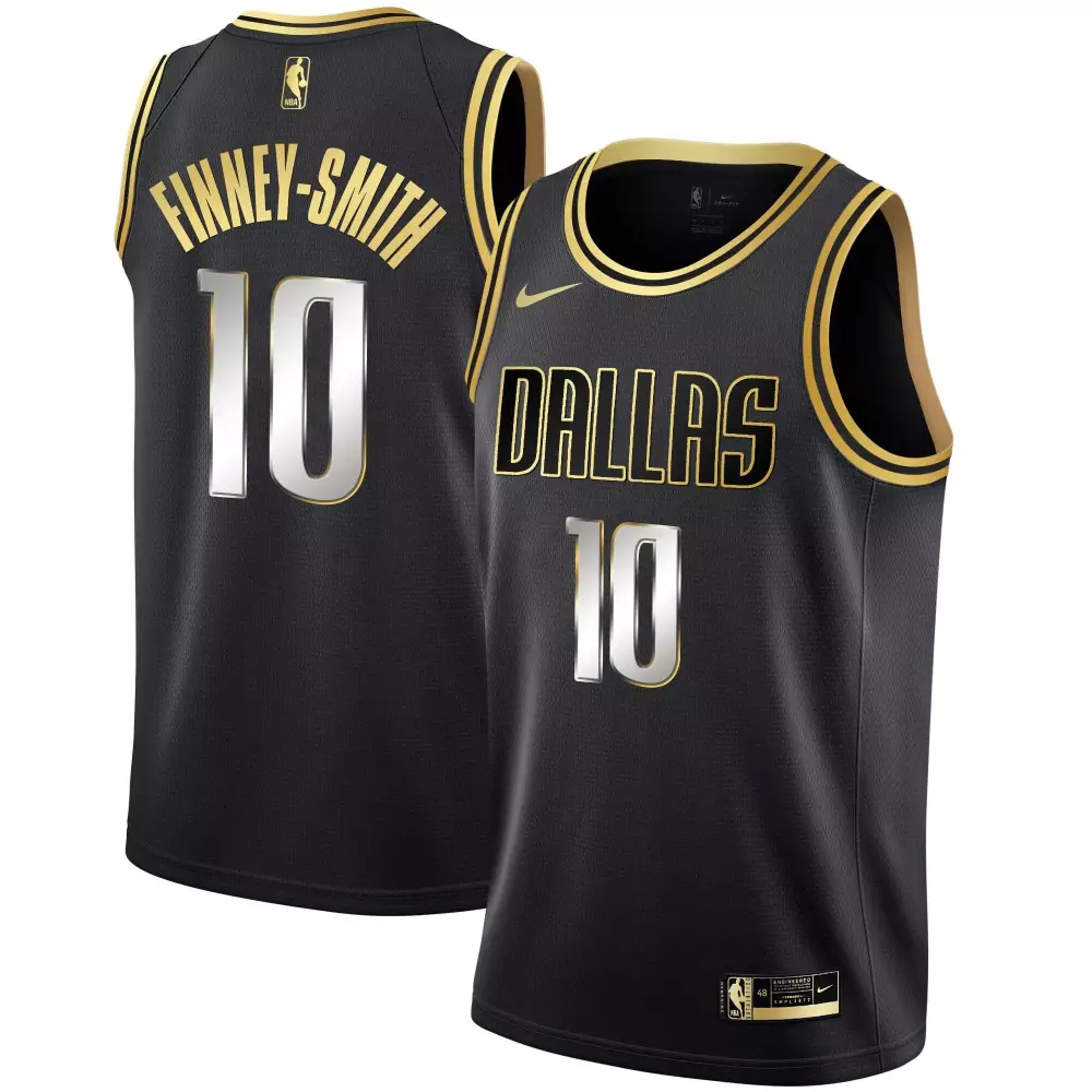 Dorian Finney 10 Dallas Mavericks Jersey Black Men Icon Edition Gold Silver All Stitched