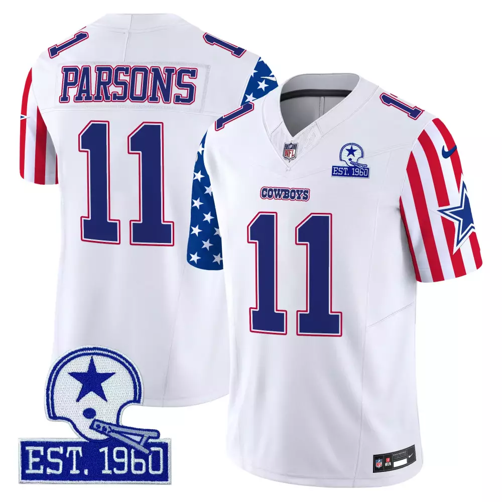 Micah Parsons 11 Cowboys Jersey White NFC East Men Alternate Custom Design Blue Red