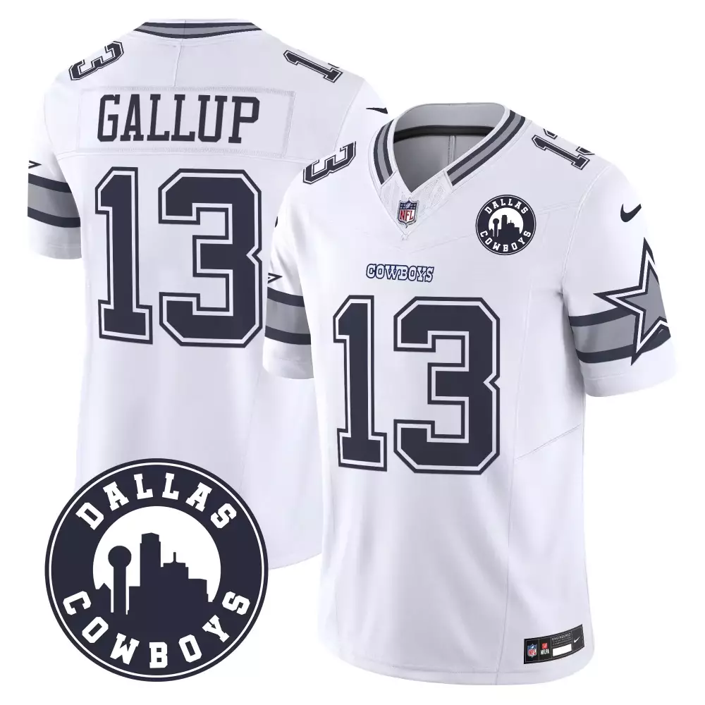 Michael Gallup 13 Dallas Cowboys Jersey White Men Standard Navy Blue Silver Vapor