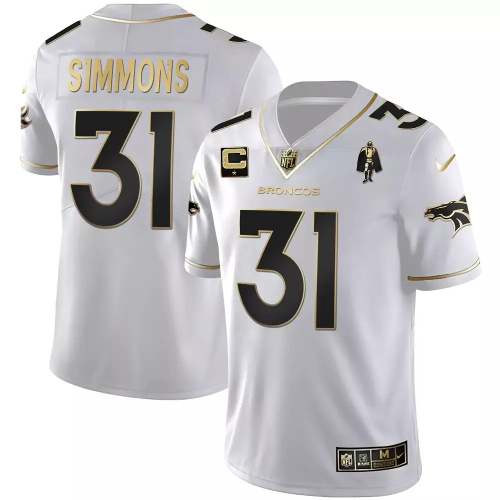 Justin Simmons 31 Broncos Jersey White Super Bowl Lviii Men Alternate Black Gold