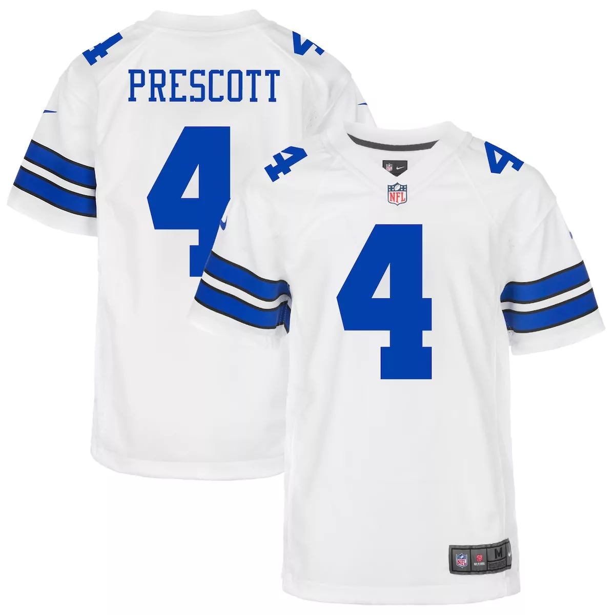 Dak Prescott 4 Dallas Cowboys Jersey White Men Blue Silver Game