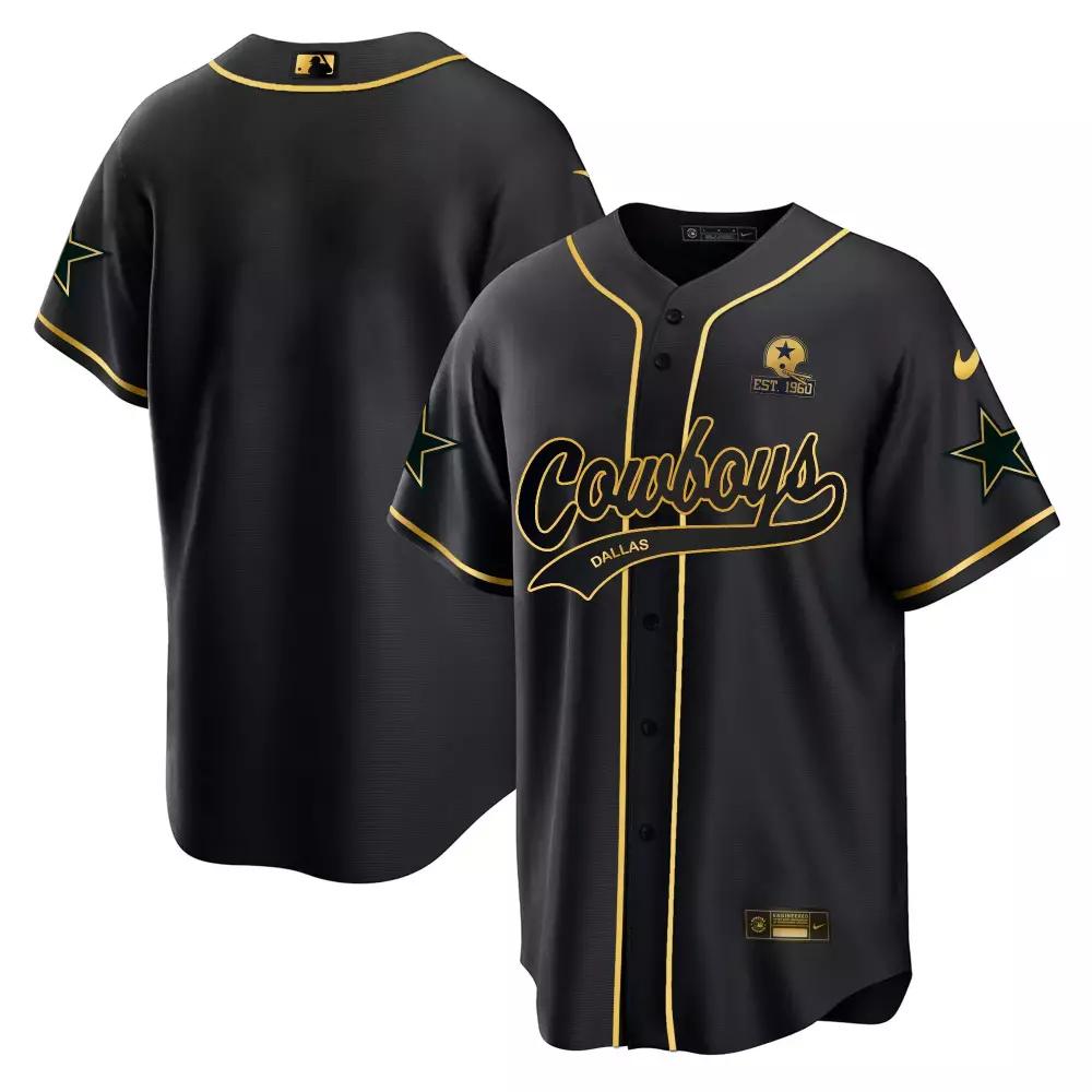 Custom Dallas Cowboys Jersey Black Gold Green All Stitched Vapor