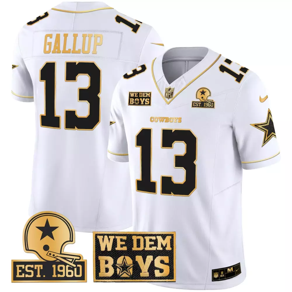 Michael Gallup 13 Cowboys Jersey White We Dem Boys Men NFL Black Gold Vapor Limited