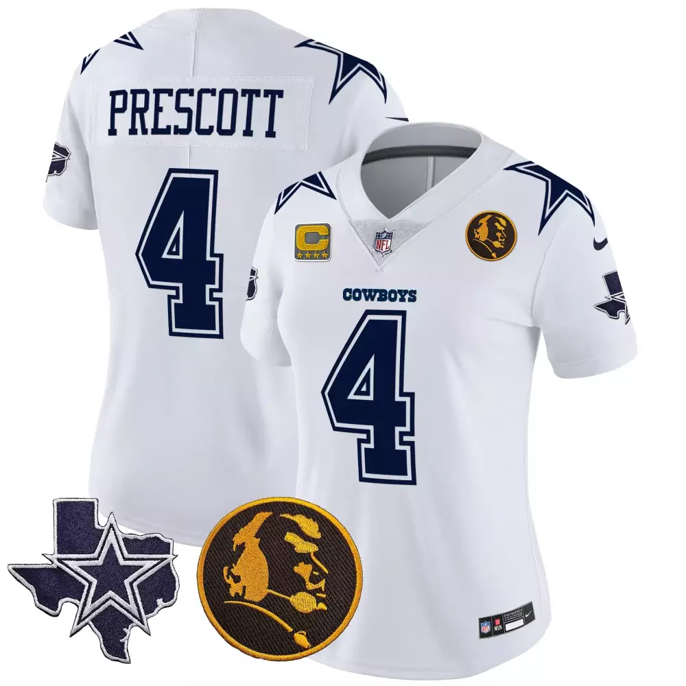 Dak Prescott 4 Cowboys Jersey White Texas Star Roger Staubach Men Replica Navy Blue