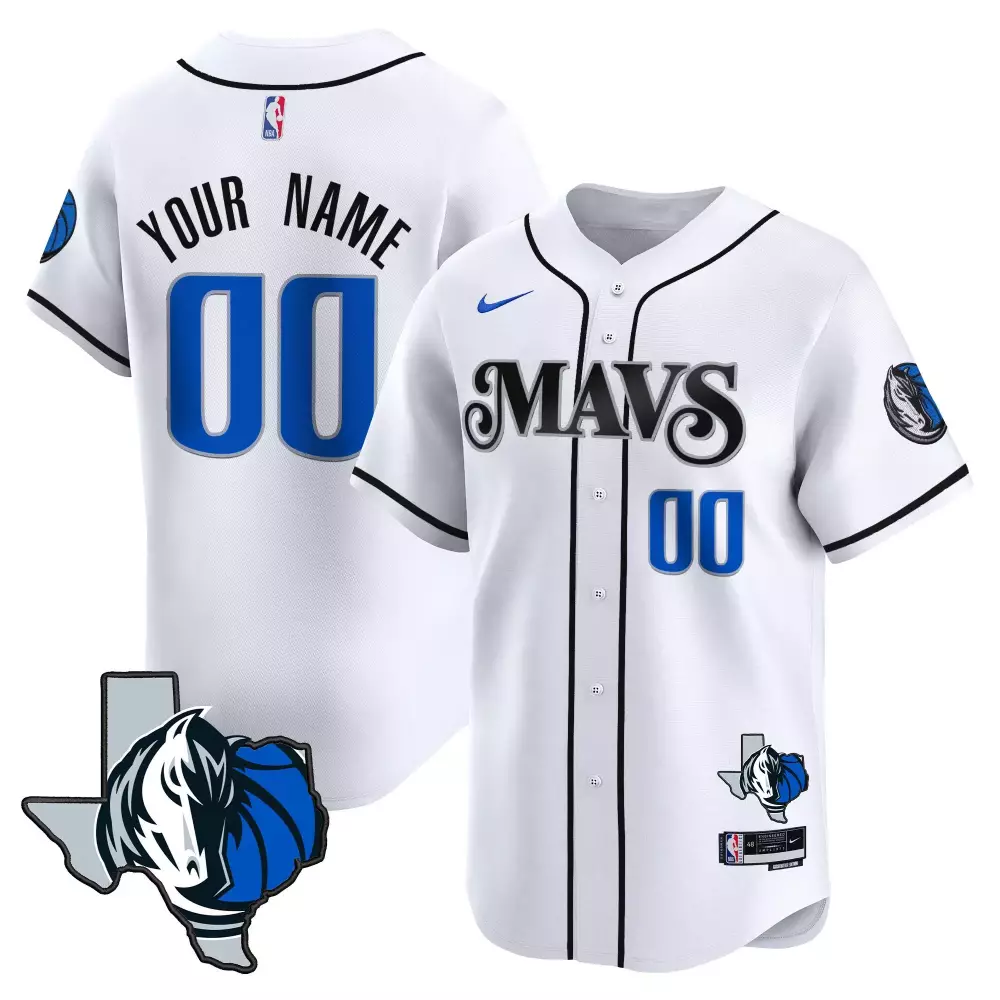 Custom Dallas Mavericks Jersey White Men Blue Black All Stitched